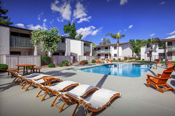Resort-style amenities  including a pool with sundeck